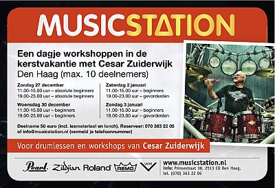 Drum workshops by Cesar Zuiderwijk December 2015 at Music Station ad